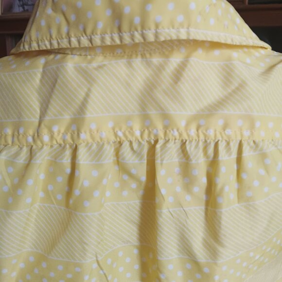 6/7 Vintage 70's Yellow Polka Dot Striped Long Sleeve Blouse Tie Waist Disco - Picture 7 of 10